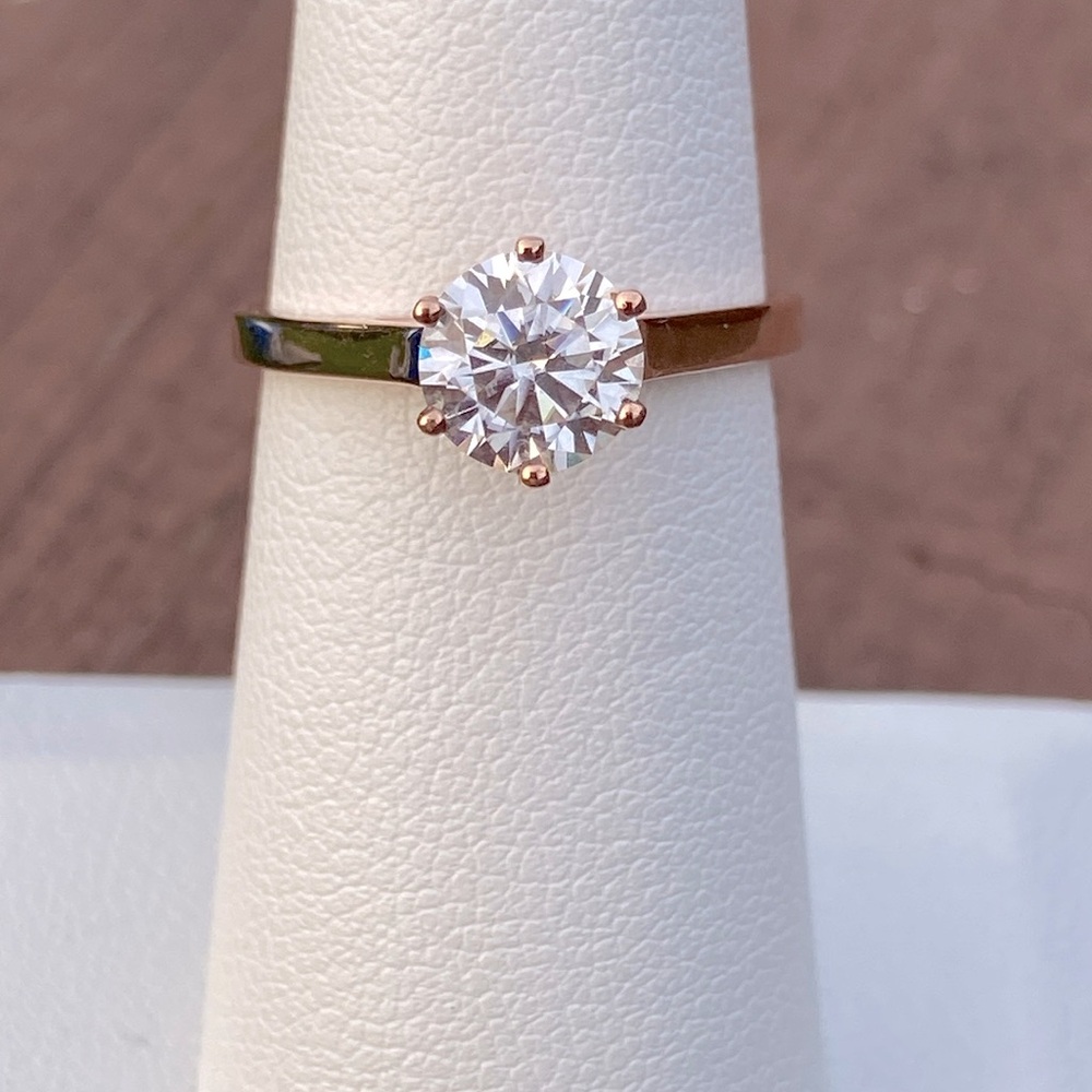 10K Rose or Yellow GOLD Moissanite Ring